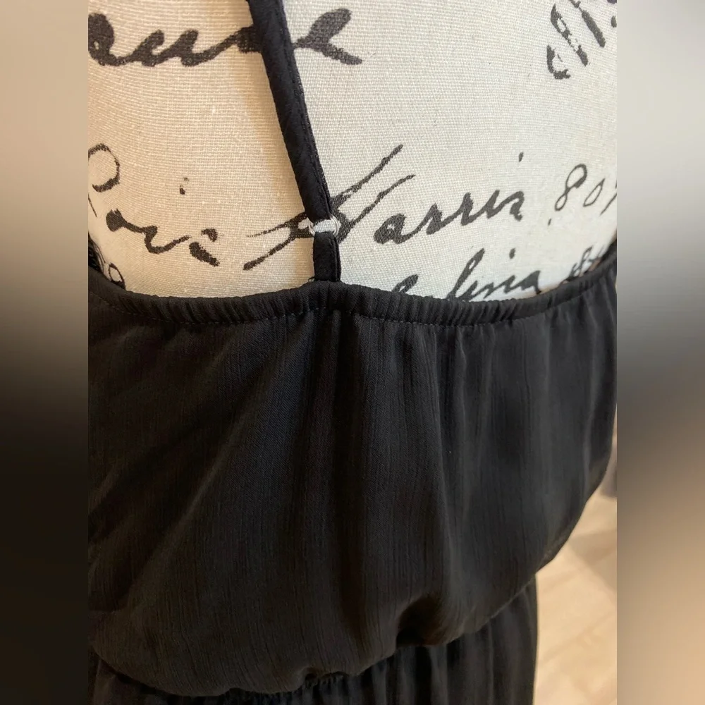 No Boundaries Black Sundress Women’s Large Spaghetti Strap High-Low Hem - Picture 3 of 8